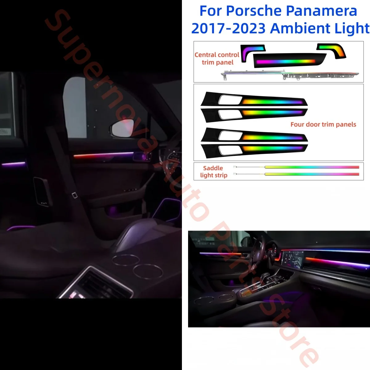 LED Ambient light For Porsche Panamera 2017-2023 car interior lighting upgrade Button &APP control footlights Decorative strip