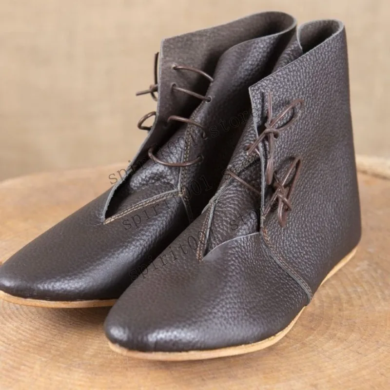 Medieval Retro British Style Knight Prince Pu Pointed Short Boots Halloween Party Cosplay Costume Accessories