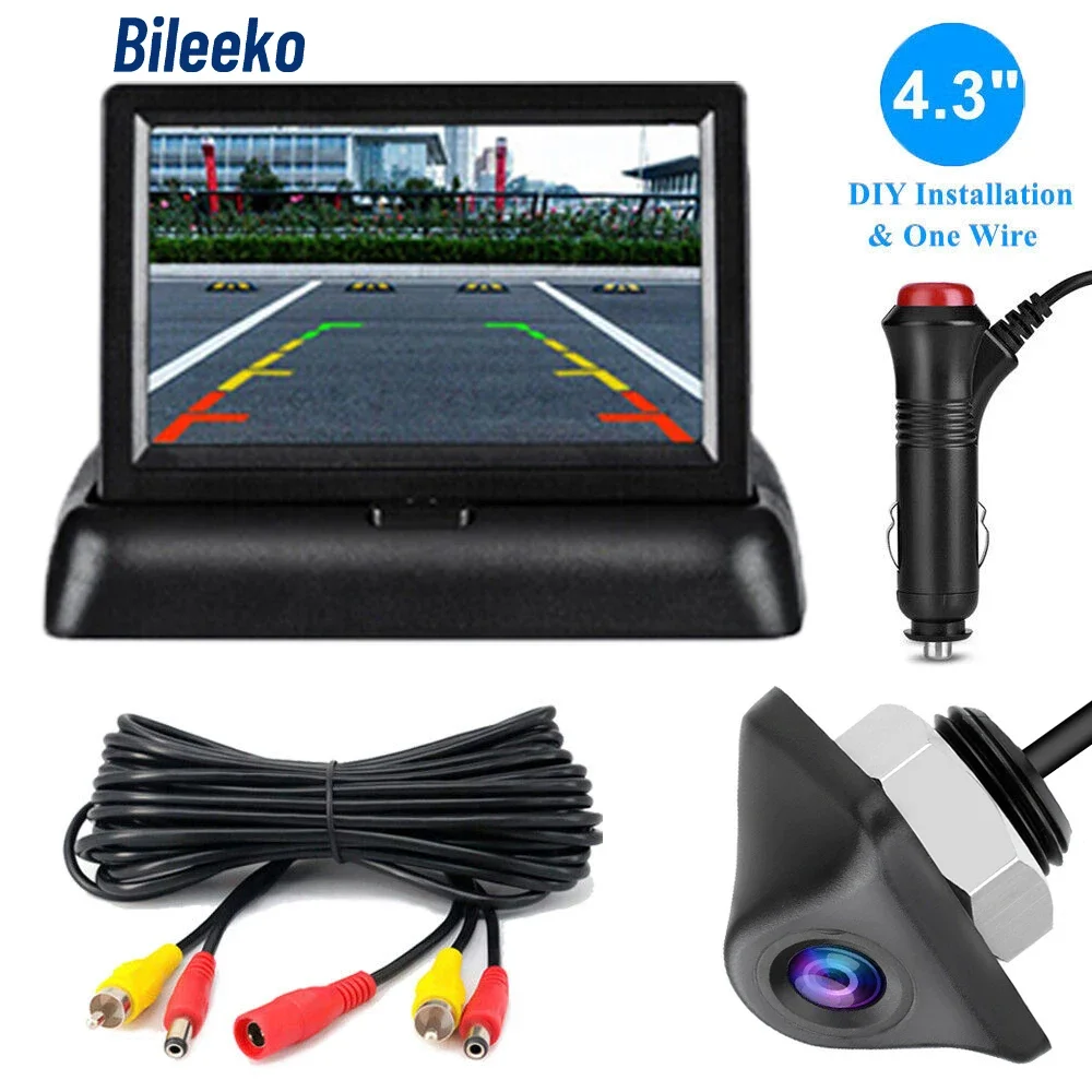 Car Monitor Camera Kit 4.3 inch Foldable Screen TFT LCD Vehicle Rear View Reverse Backup Parking System Night Vision