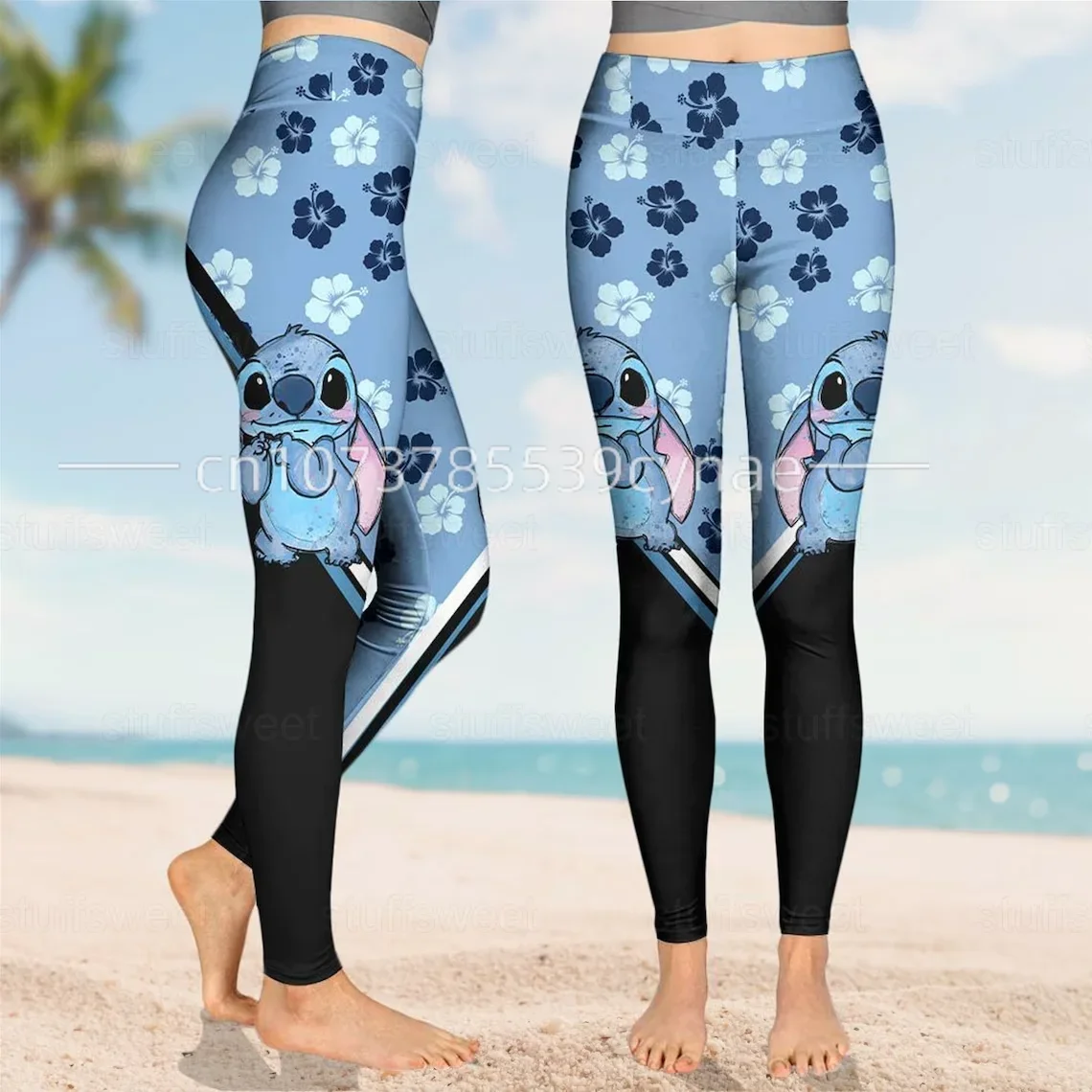 Disney-Conjunto feminino com capuz e leggings 3D, terno esportivo Mickey, calça ioga, moletom fashion