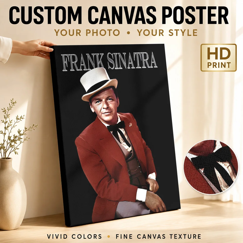 Frank Sinatra Canvas Print Poster Custom Retro Music Wall Paintings Decoration for Living Room Bar Ready to Hang Gift for Fans