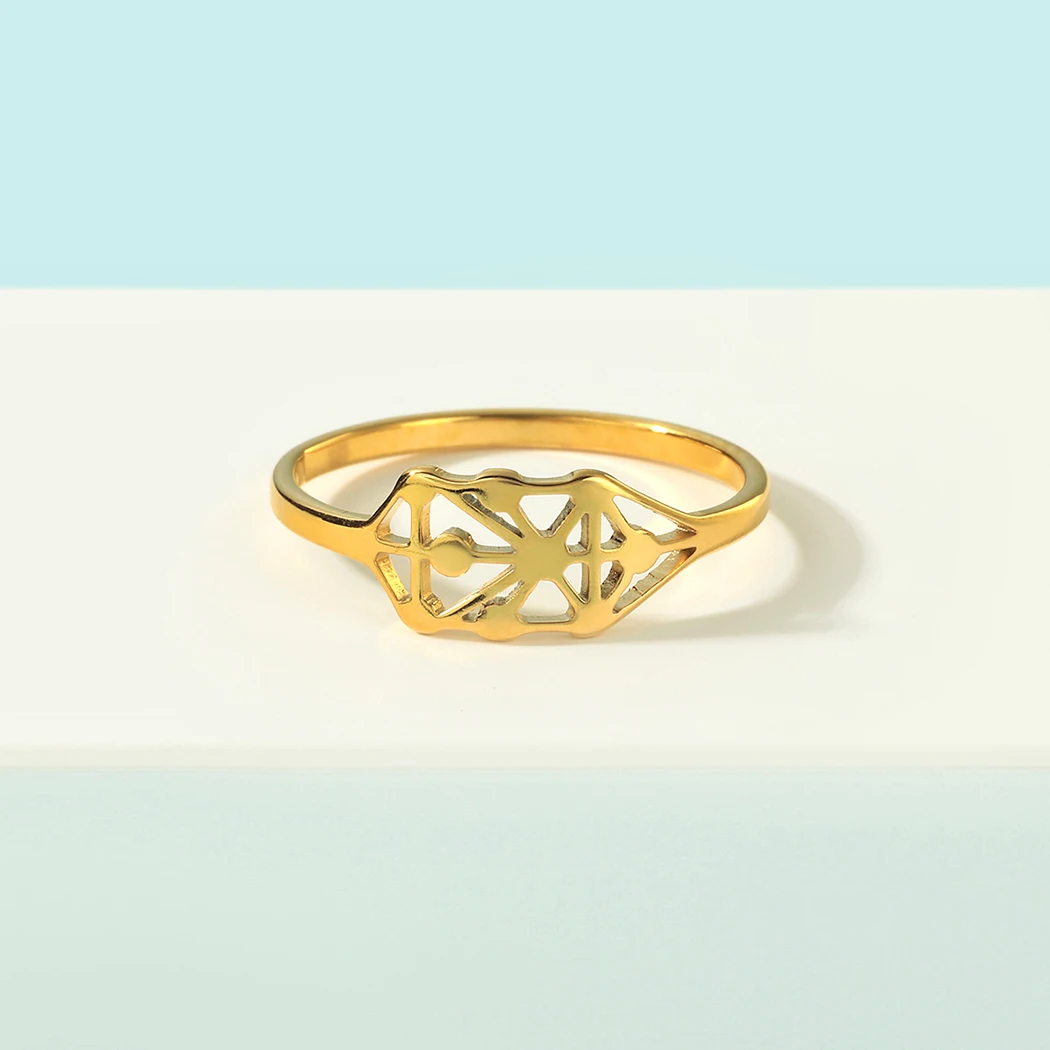 Kinitial Stainless Steel Kabala Tree of Life Ring ​For Women Men Jewish Culture Inspired Charm Hebrew Kabbalah Jewelry Gift