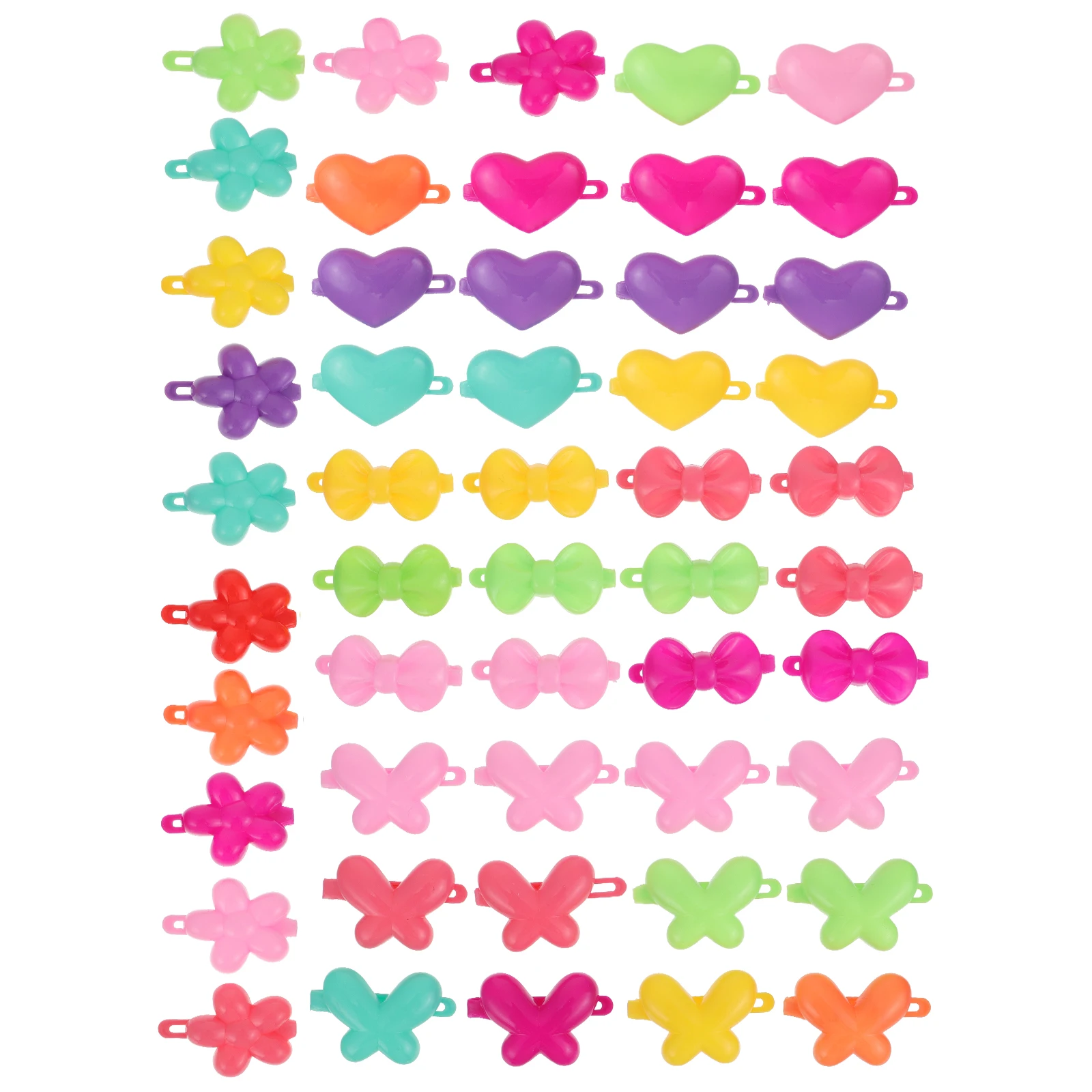 

50pcs Cartoon Hairpin Girls Accessories Plastic Barrettes 14 Heart Plum 12 Bow 12 Butterfly Styles Kids Photo Decorations