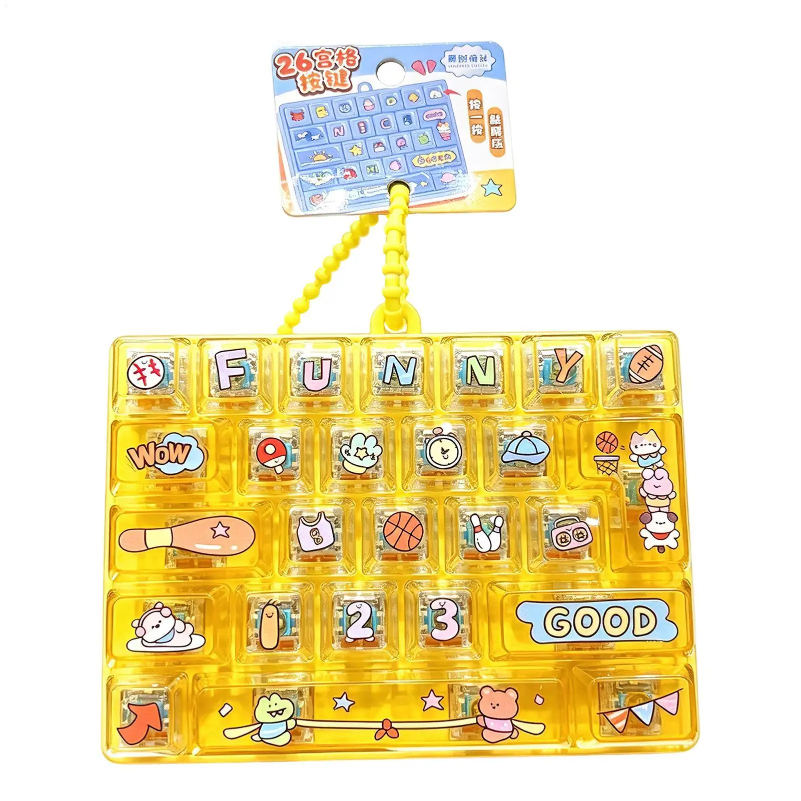 Fidget Toys Keyboard 26-Key Sensory Cute Button Ornament Keyring Keyboard Fidgets For Women Men Kids Adults Stocking Stuffers