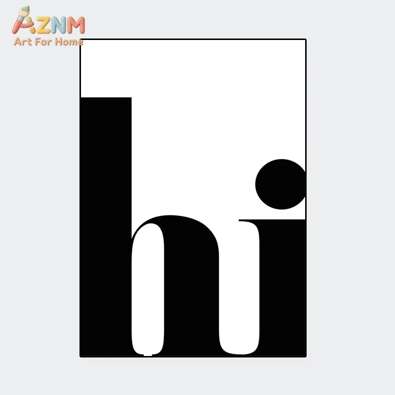 

1pc Nordic Hi Poster Quotes Canvas Painting Minimalist Prints Abstract Wall Art Pictures Aesthetic Room Decoration Home Decor