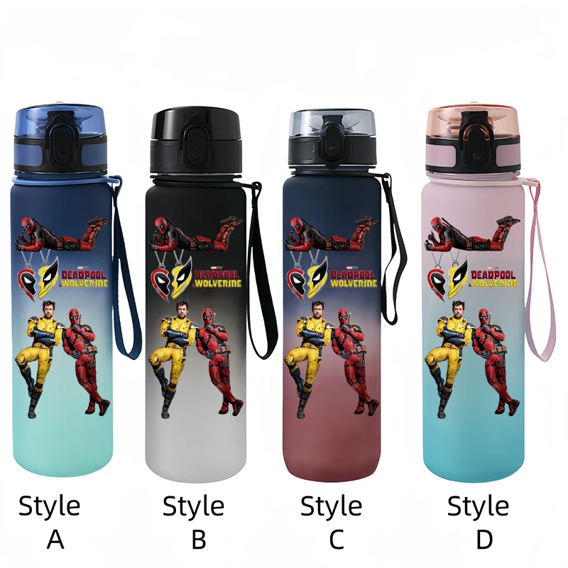 Marvel Deadpool and Wolverine Water Cup Outdoor Sports 650ml Large Capacity Water Bottle Gift Student High-Looking Straight Cup