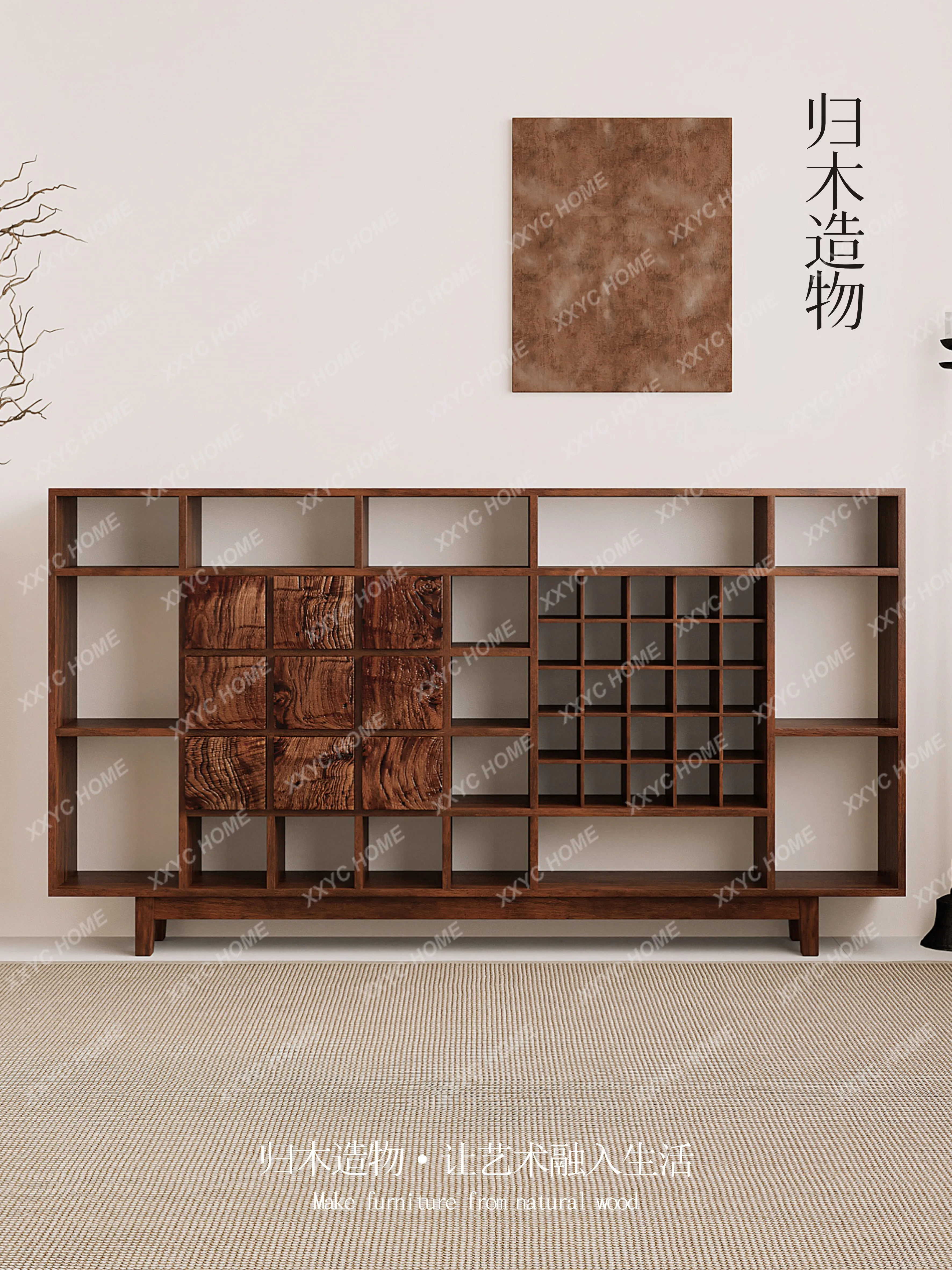 

Wabi Sand Wind Solid Wood Tea Cabinet Duobao Pavilion Tea Room Cup Pot Storage Bogu Rack Storage Display