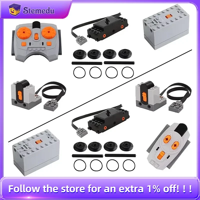 

Train Track Building Blocks For MOC Power Functions Parts Motor Battery Box Infrared Speed Remote Control Receiver for Legoeds