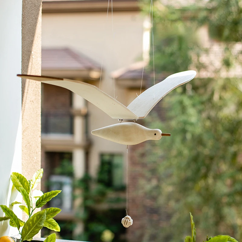 Creative Wall Hanging Fly Seagull Bird Wooden Children Baby Bedroom Hotel Art Dream Catcher Decoration Family Nursery DIY JJ1473