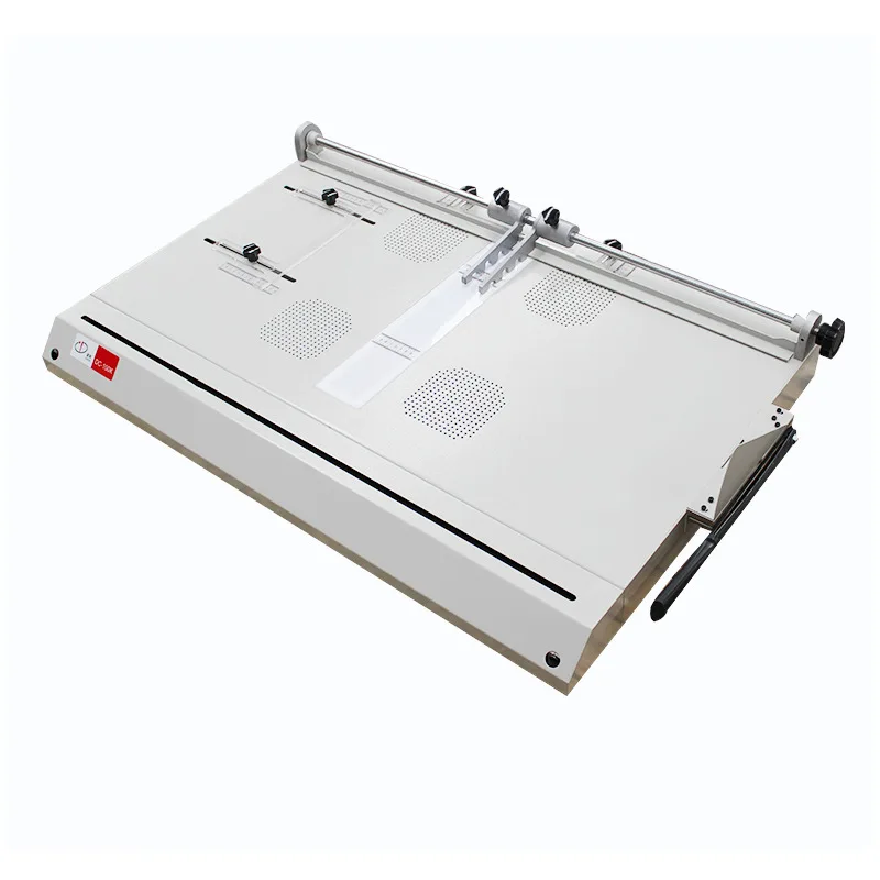 For DC-100K hardcover book case machine accurately positions and forms hardcover with corner cutting and hemming