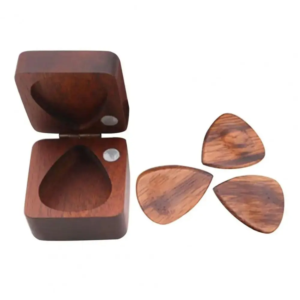 Gift Wooden Guitar Pick Box Can Hold Many Square Bass Accessories 1/3pcs Picks Reusable Picks Storage Case Music Instrument