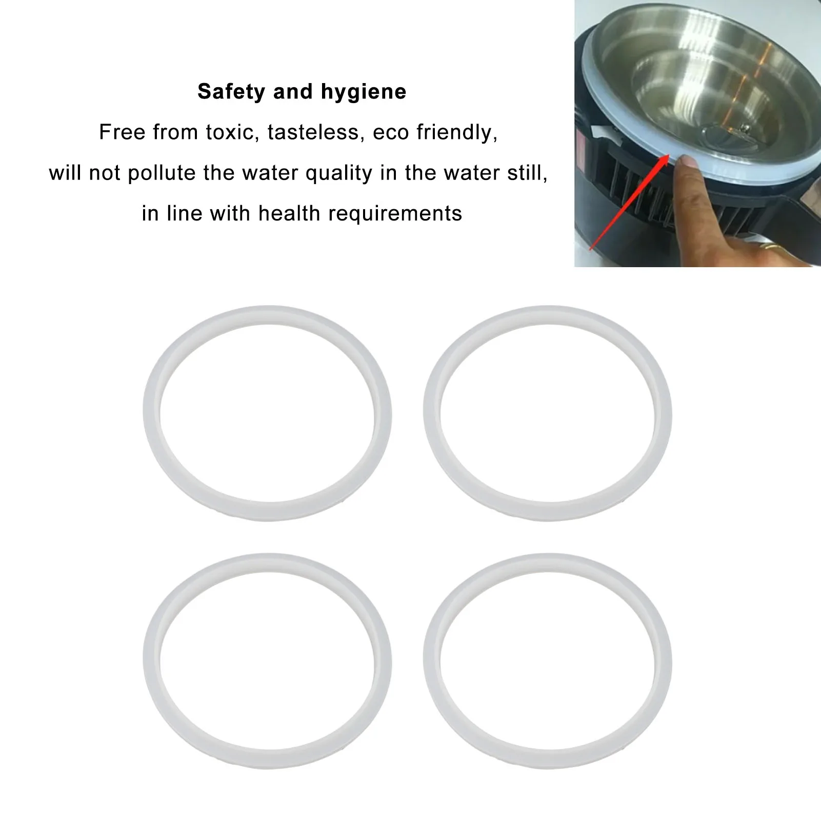 4PCS Water Distiller Sealing Ring Silicone Heat Resistance Water Distiller Gaskets Spare Parts for Replacement