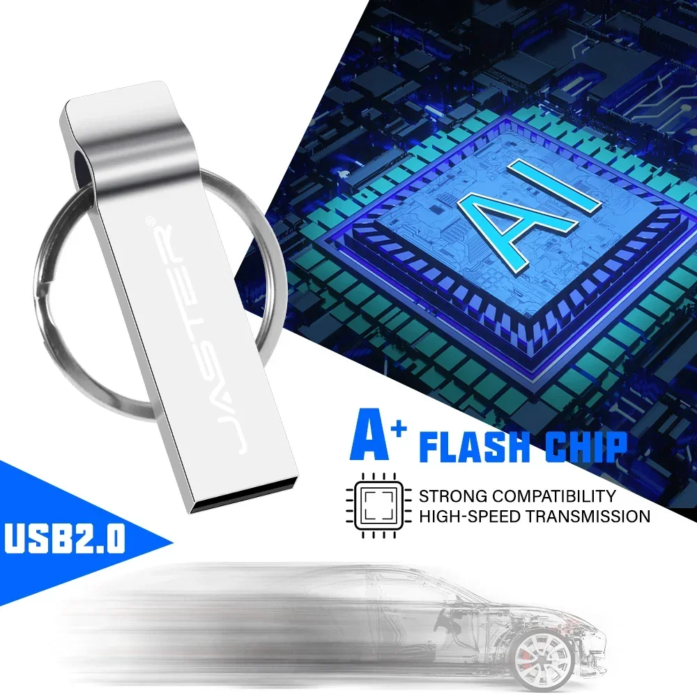 JASTER-Unidad Flash USB 2,0 con silbato de Metal, lápiz de memoria portátil con capacidad Real de 128GB, 64GB, 32GB, disco U de alta velocidad de 16GB