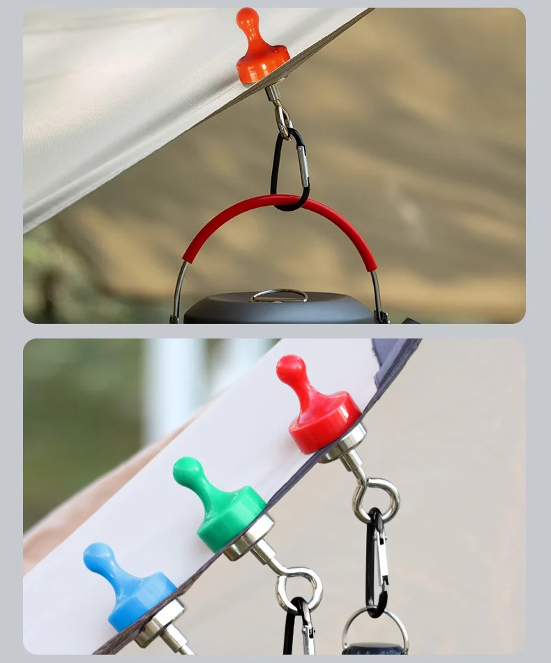 Multipurpose Strong Magnetic Hooks Outdoors Tent Camping Light Hook with D Type Mountaineering Buckle Bearing Hanger gallery 4
