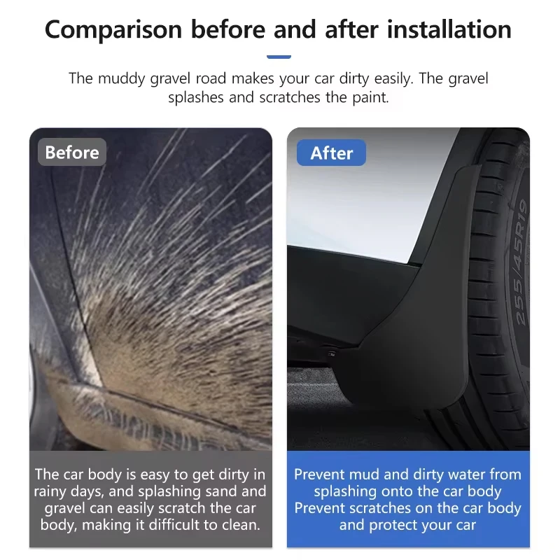 For MG ZS 2020-2023 Model 4PCS Front Rear Mud Flaps Splash Guards Fender Mudguards Auto Accessories