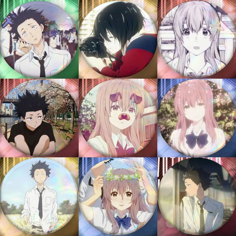 Anime A-A Silent Voice  Badge Tinplate Meme Round Brooch for Hat Bag Creative Lapel Jewelry Accessories Gifts