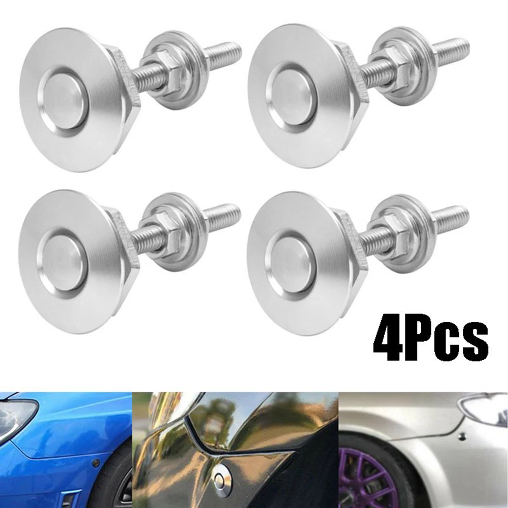 

Lock Clip Push Button Quick Release Gives Your Car A New Stylish Look Pin Silver 4Set Car Clip Aluminum Alloy Stainless Steel