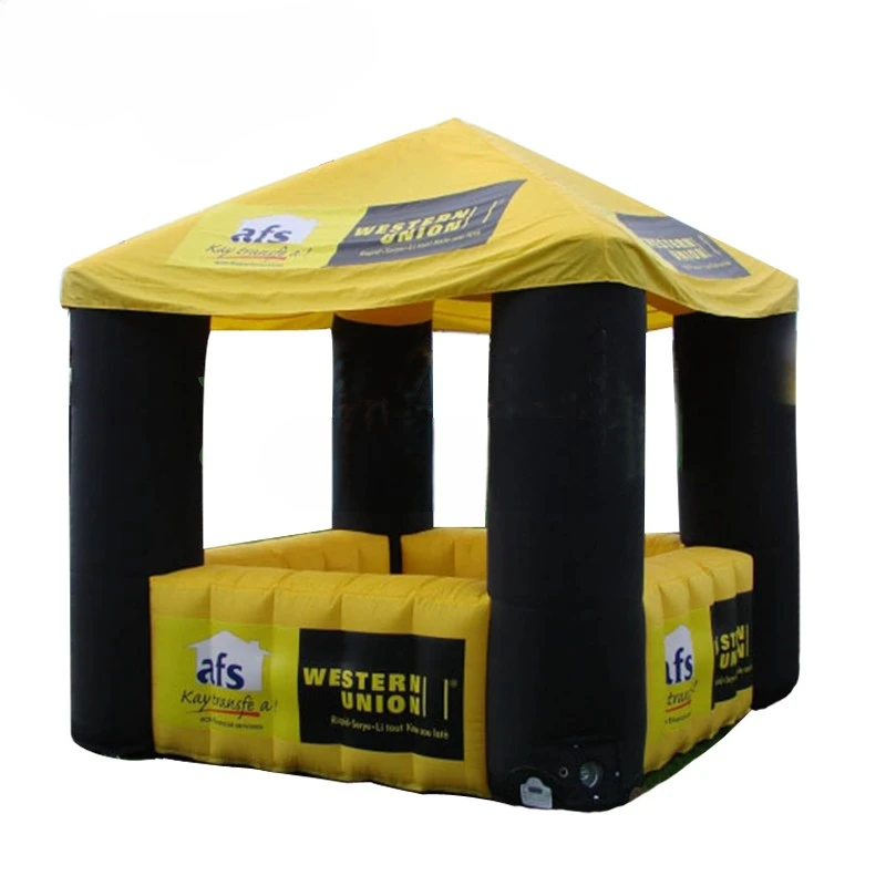 

Booth Inflatable Inflatable Kiosk Concession Orange Kiosk Install Station With Counter For Carnival Party Promotion