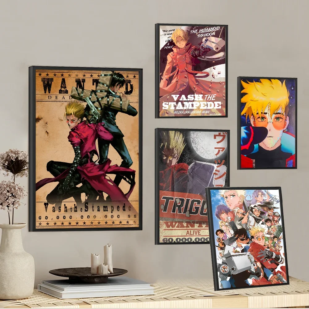 Anime Trigun Movie Sticky Posters Retro Kraft Paper Sticker DIY Room Bar Cafe Aesthetic Art Wall Painting