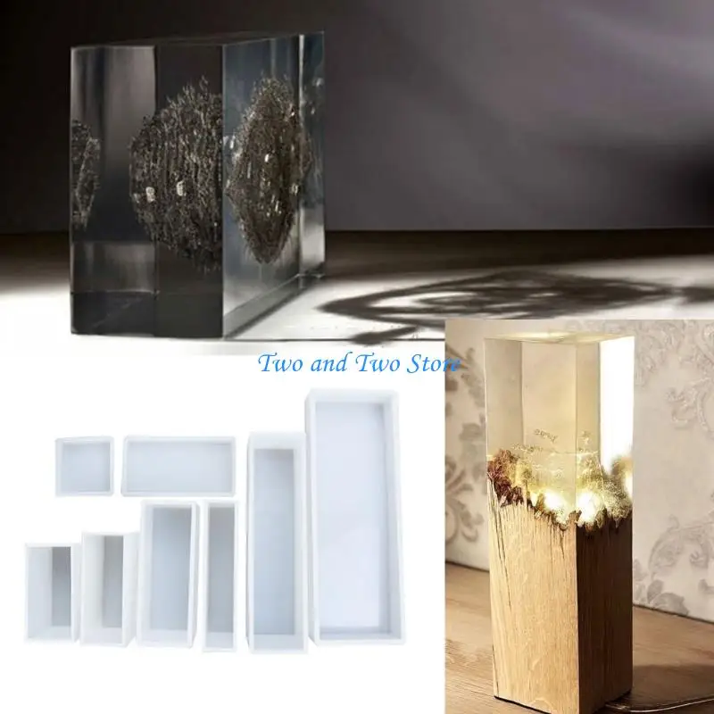 HX6F Square Long Rectangle Casting Epoxy Silicone Mold for Polymer Clay Craft UV Resin Pendant Making Craft Ornament