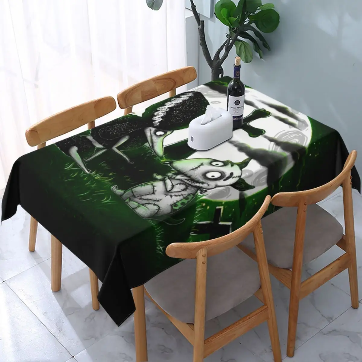 Custom Rectangular Disney Frankenweenie Sparky Tablecloth Fit 45