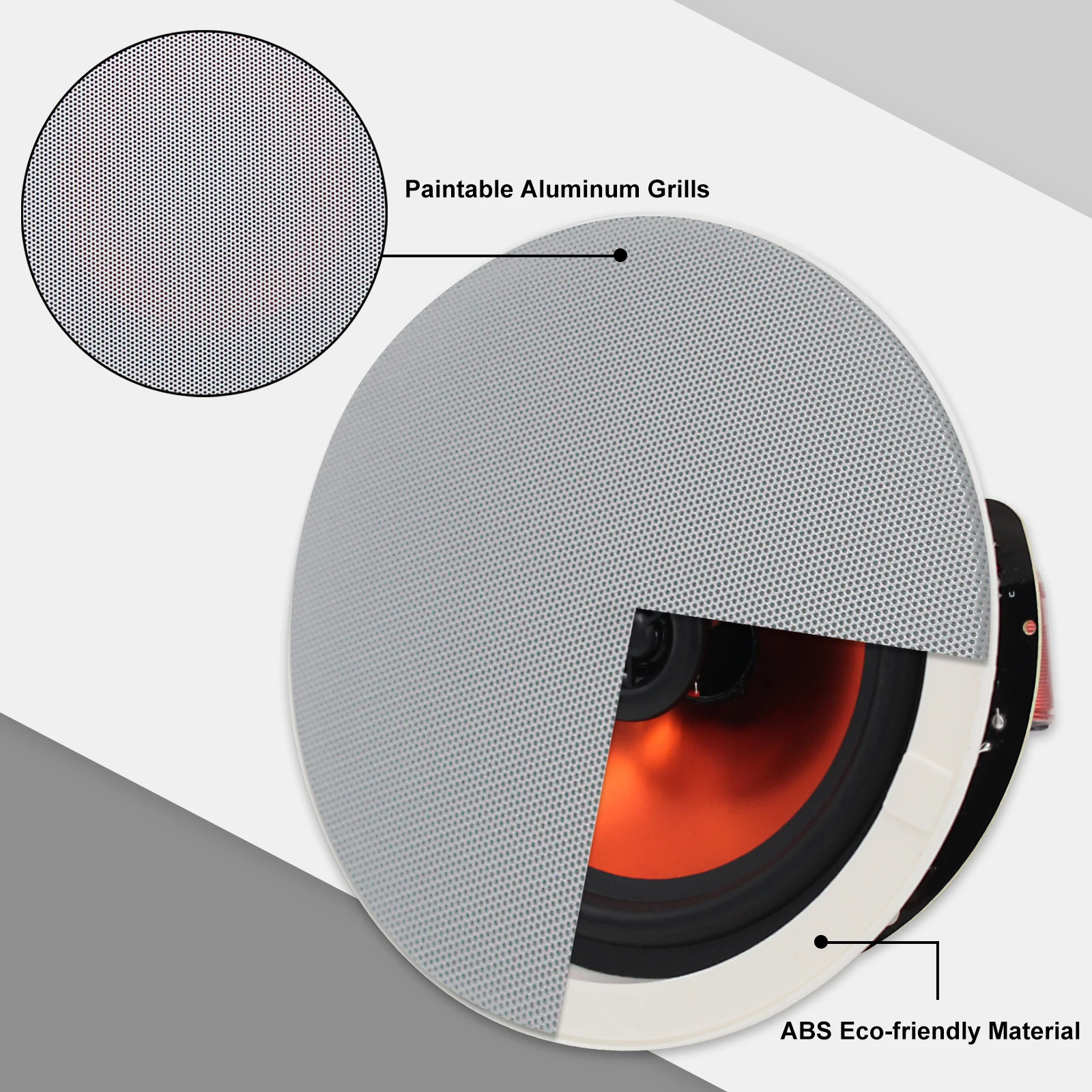 6.5 Inches 300W Round Bluetooth Ceiling Speakers 2 Way Flush Mount Stereo Sound Speaker For Bedroom Home Living Room Bathroom