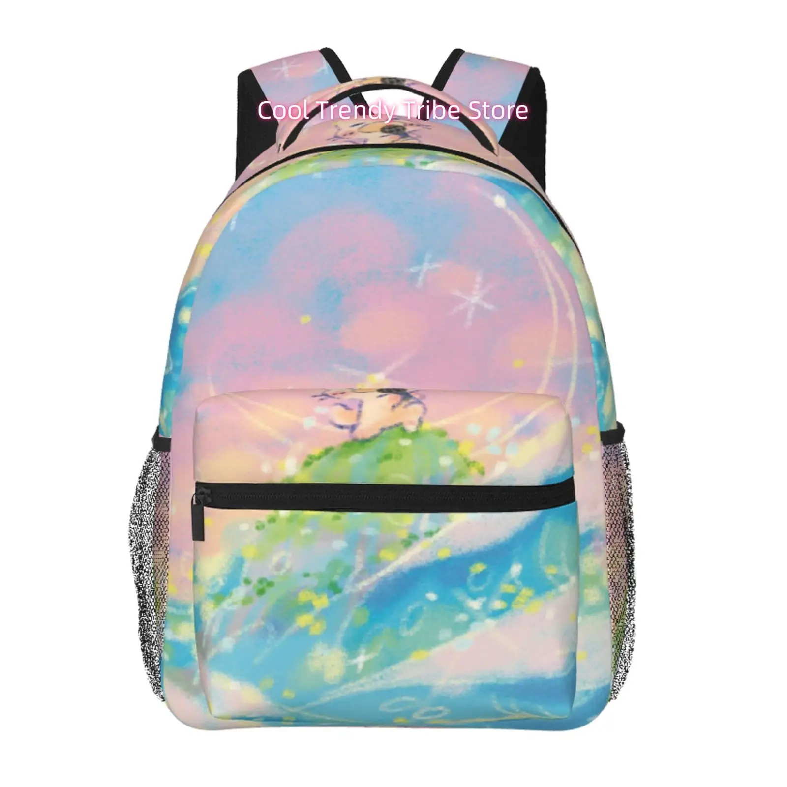 

Lightweight Pink & Blue Gradient Travel Backpack Suitable for IPads/Laptops, Adjustable Shoulder Straps & Zipper Closure, Tablet