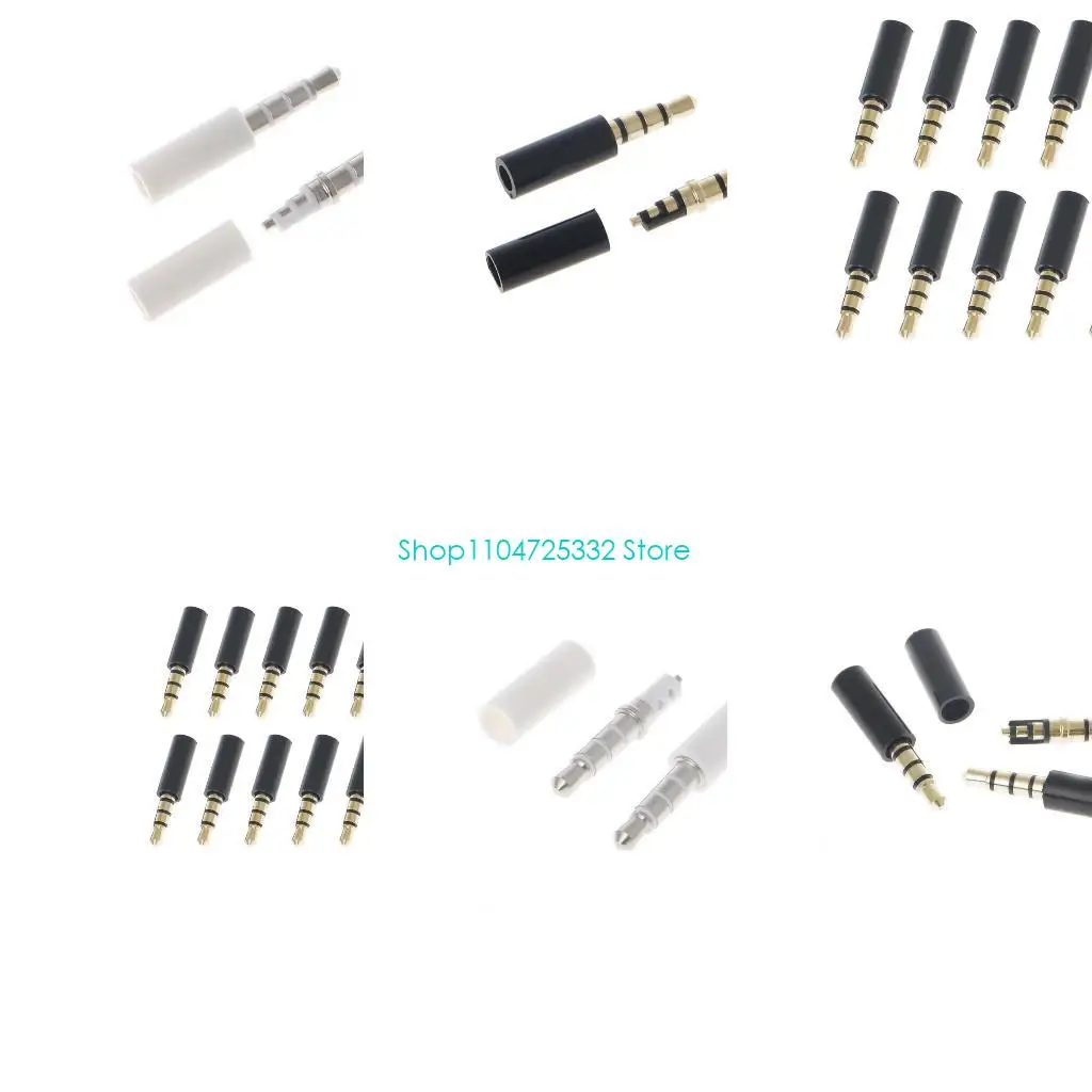 P5EA 10x Gold Plated 4 Pole 3.5mm Male Stereo Earphone Headphone Jack Plug Soldering