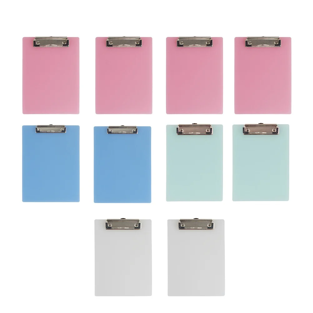 

10Pcs Plastic A5 Clipboard Profile Clip Paper Holder Writing Memo Folders for School Classrooms Office (Assorted