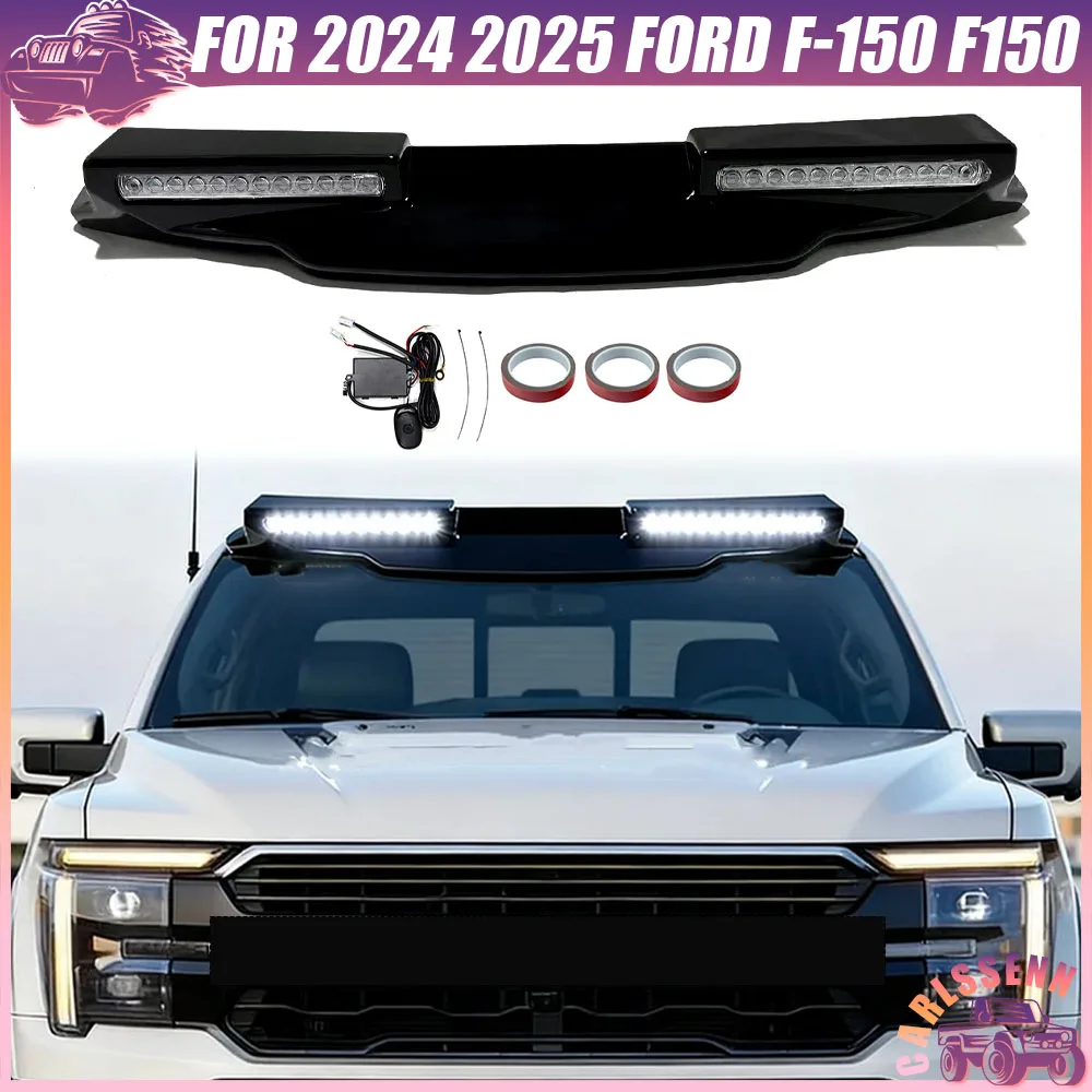 Magickit Sequential Daytime Running Lamp Off‑Road Driving Lights Roof Wing With LED Light Bar For Ford F-150 2024+ Carbon Look