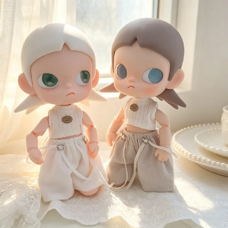 Doll Clothes 10Cm Mini Linen Suspender Pants Sleeveless Top Outfit For 1/6 Bjd Doll Replacement Costume Dress Up Accessory