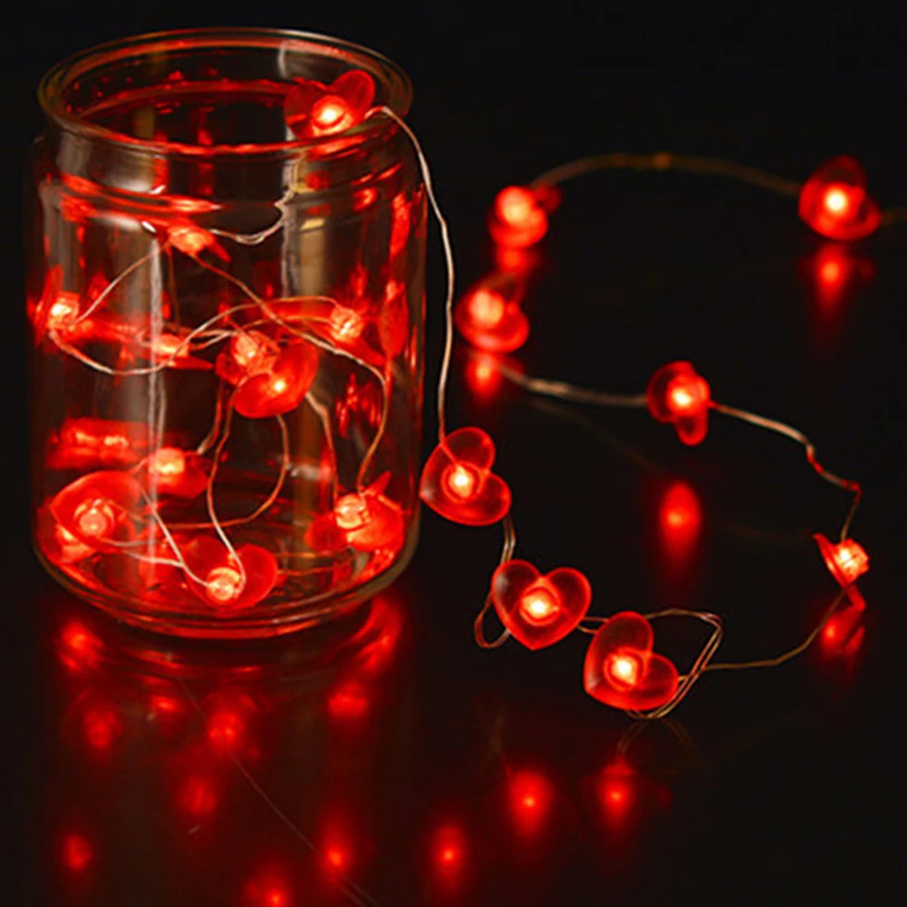 Red Heart Shaped String Lights, 20/30 LED Valentine's Day Heart String Lights Christmas Mother's Day Romantic Heart Fairy Lights