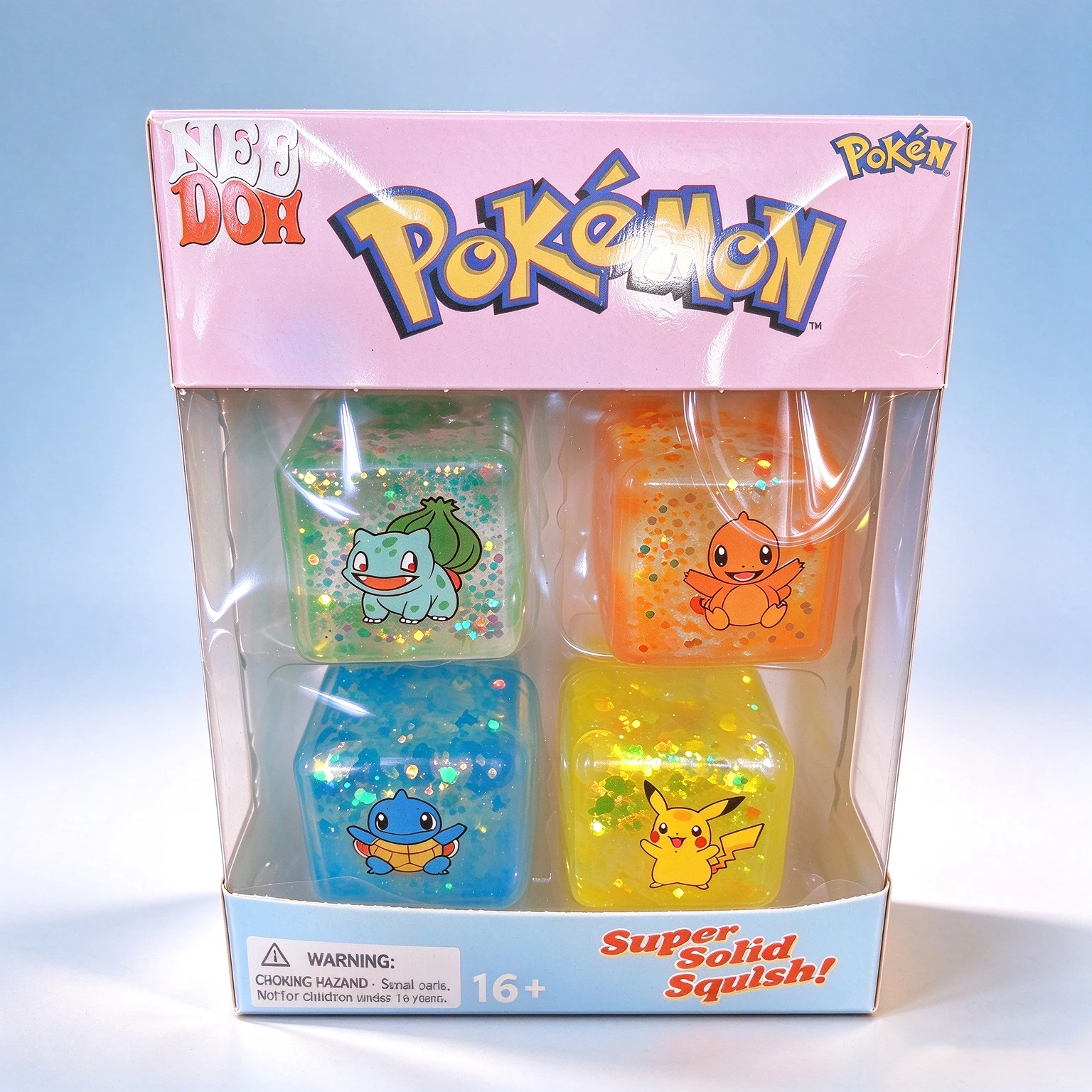 New Baokemeng NeeDoh Square Extrusion Toy Solid Soft Rubber Sensory Decompression Toy Pikachu Hand-made Ornaments Gifts