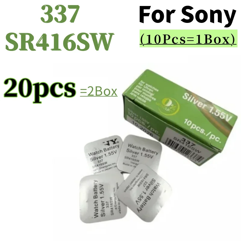 20Pcs For SONY 337 SR416SW AG6 LR416 337A Silver Oxide Button Cell Batteries For LED Headphone Watch Batteries