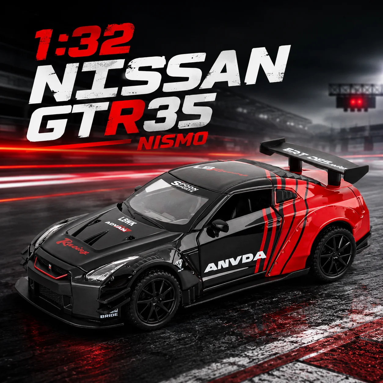 

1/32 Nissan GTR R35 Nismo Racing Toy Car Miniature Diecast Super Sport Vehicle Model Sound & Light Collection Gift Zinc Alloy
