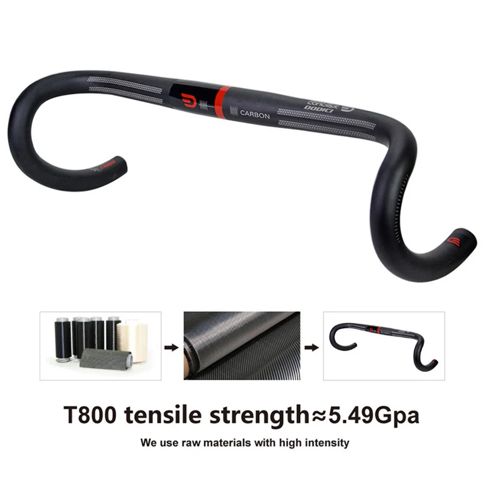 

Cycling Bent Bar Full Carbon Fiber Handlebar For Outdoor Cycling Fixed Bike Compatibility Good Bending Balance No Deformation