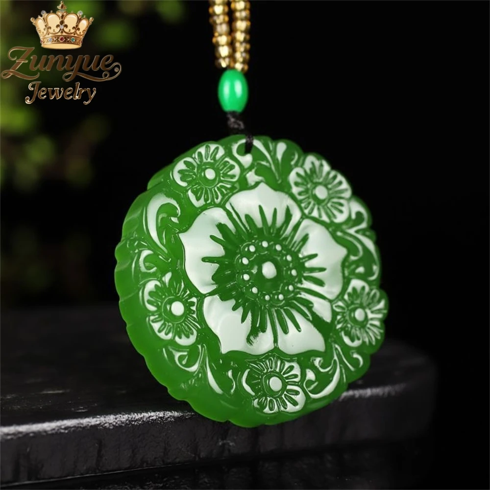 

Natural Hetian Jade Three-Dimensional Lucky Flower Pendant Luxury Quality Jewelry Fashion Jewelry Exquisite Charms Elegant Gift
