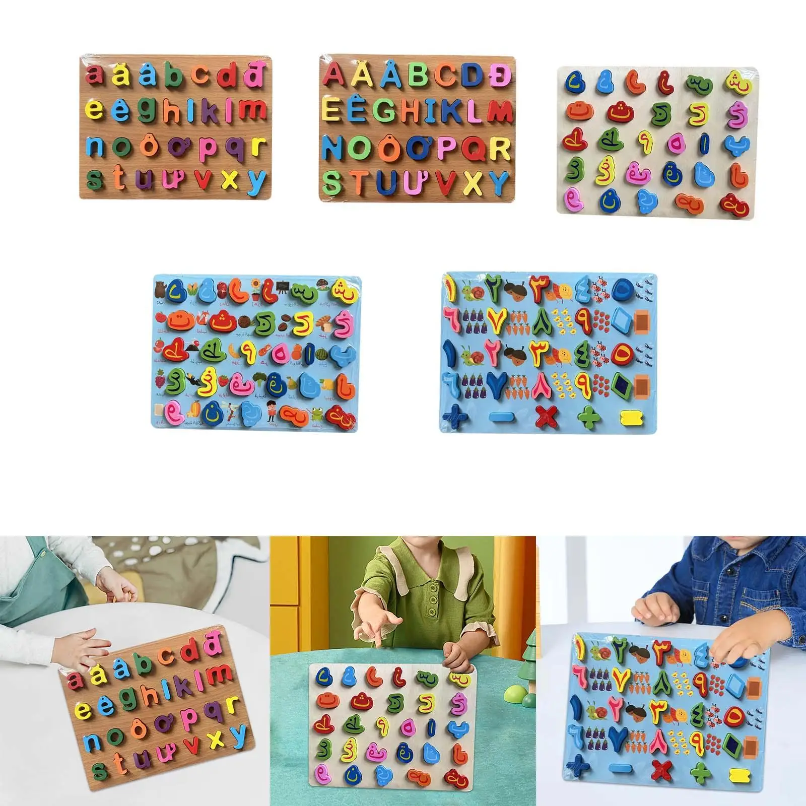Wooden Alphabet Board Recognition Toy Early Education Toy Learning Puzzles Board Portable Alphabet Jigsaw Board for Baby Kids