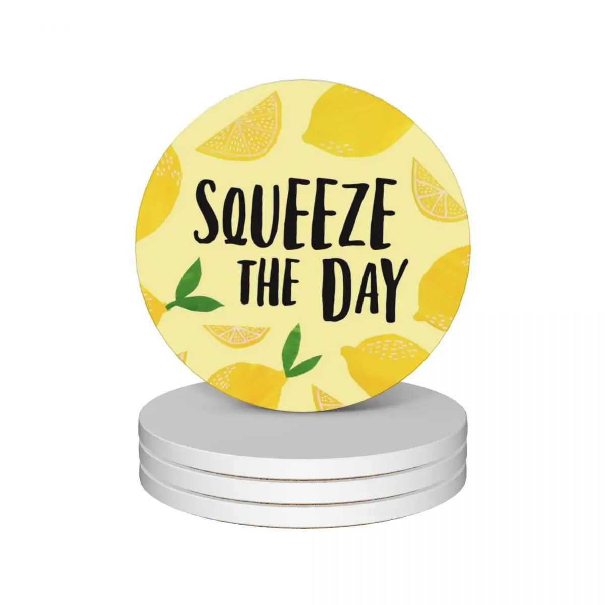 

Squeeze the Day Ceramic Coasters (Set of 4) for drinks set for ceramics Cup mat Coasters