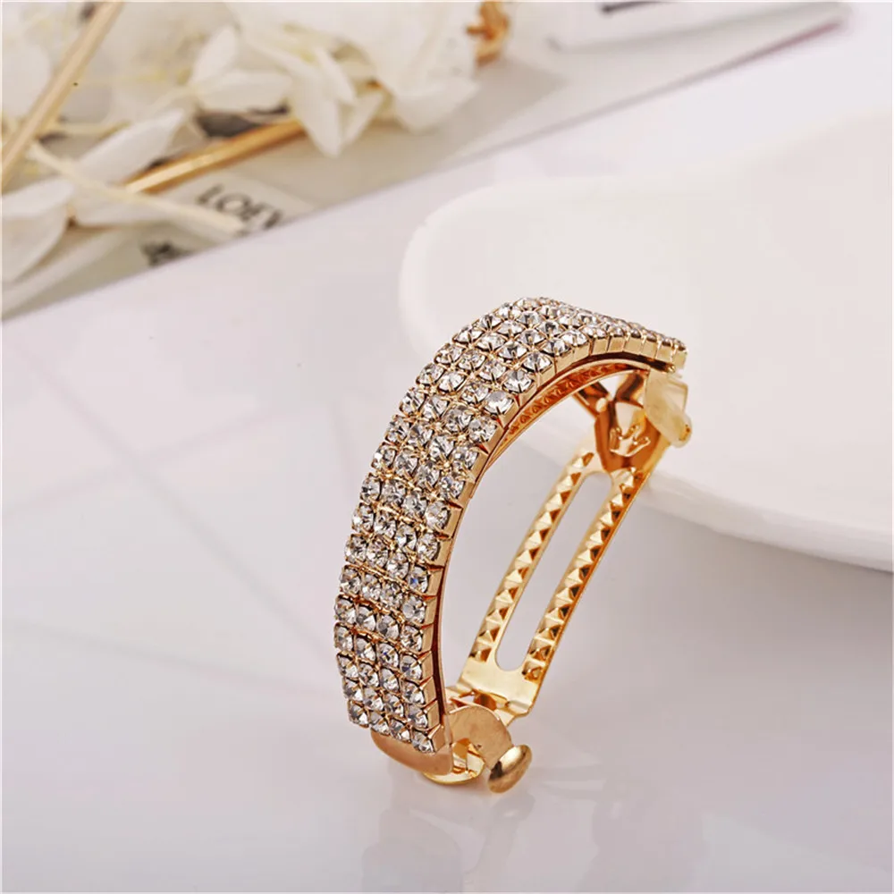 Fashion Metal Diamond Women Hairpin Shinnig strass Ponytail Holder Beauty Gilrs Gold Silver Headwear fermagli per capelli Barrettes