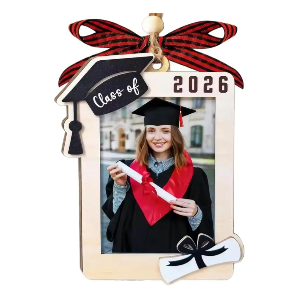 Abschlussfeier 2026 Hängender Fotorahmen Holzornament mit Schleife Hängedekoration als Abschlussgeschenk, Erinnerungsstück und Geschenke – Detail 8