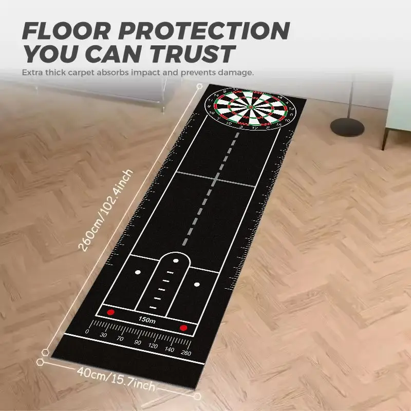 VIKAMA Professional Scale Dart Mat With Standard Throwing Lines Non Slip Shockproof Dartboard Long Strip Rug Professional