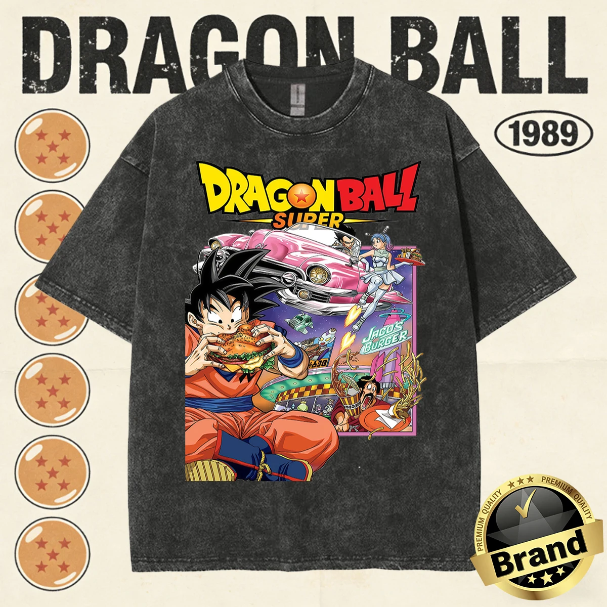 2026 Sommer Dragon Ball Vintage Washed T-Shirt Herren 100% Baumwolle Nostalgischer Druck Schwergewicht Retro Oversized Familien-Matching-Tops