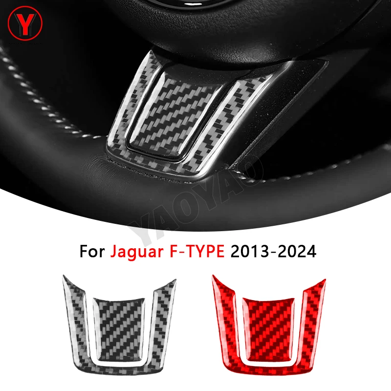 

Carbon Fiber For Jaguar F-Type 2013—2024 Coupe Steering Wheel Lower Trim Sticker Interior Cover Carbon Car Accessories