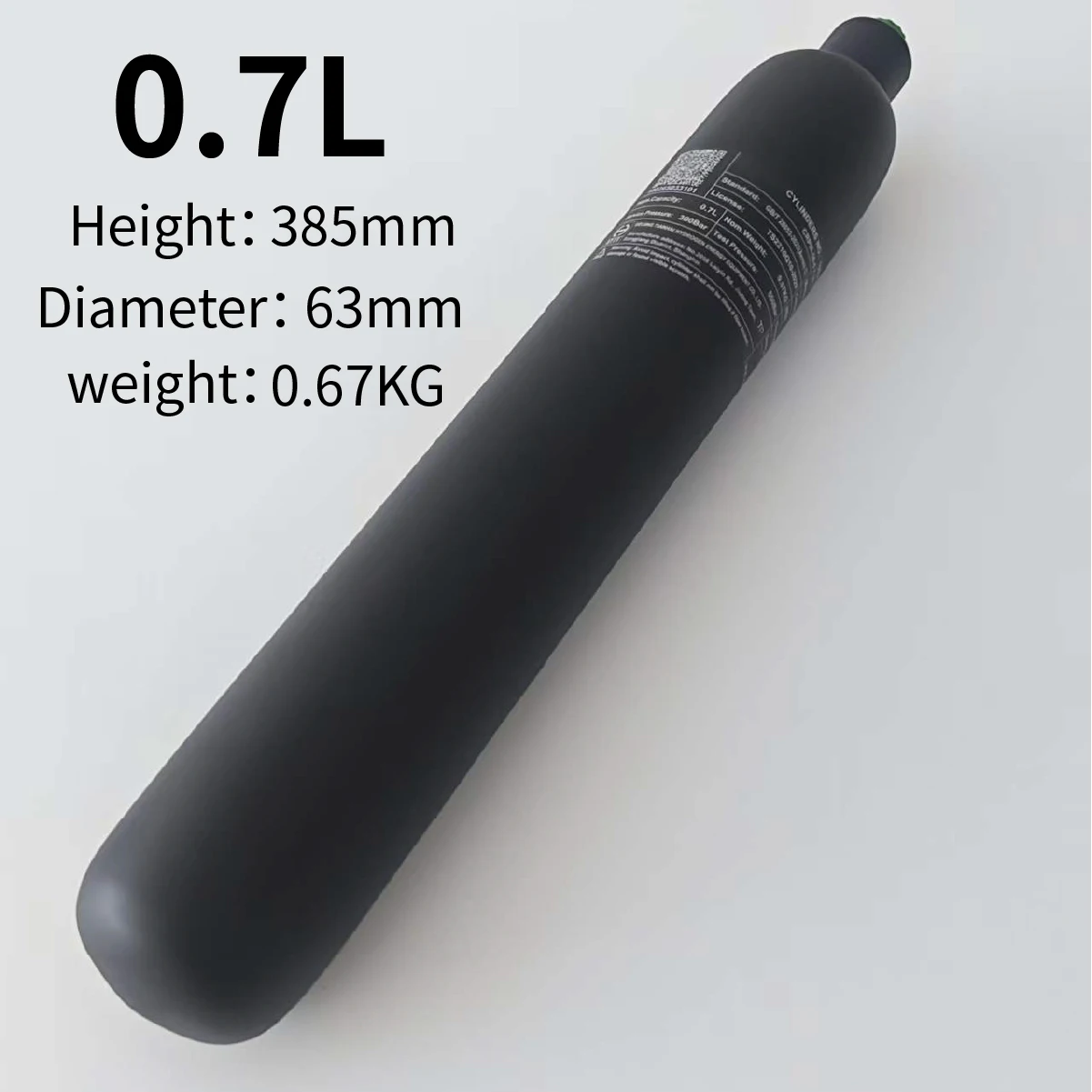 HEXGE 700cc/0.7L HPA da fibra do carbono, cilindro de gás de alta pressão, caça do mergulho de  M18*1,5, 4500Psi, 300Bar,