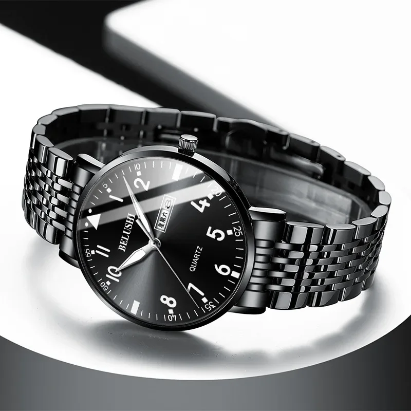 2025 летние новые мужские часы, деловые повседневные кварцевые часы, водонепроницаемые, модные часы со стальным ремешком и датой недели