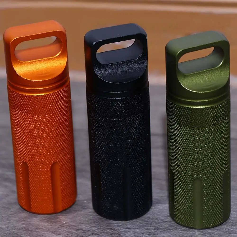 

EDC Waterproof Medicine Case Survival Capsule Keychain Emergency Container Pill Box First-Aid Canister Seal Tank