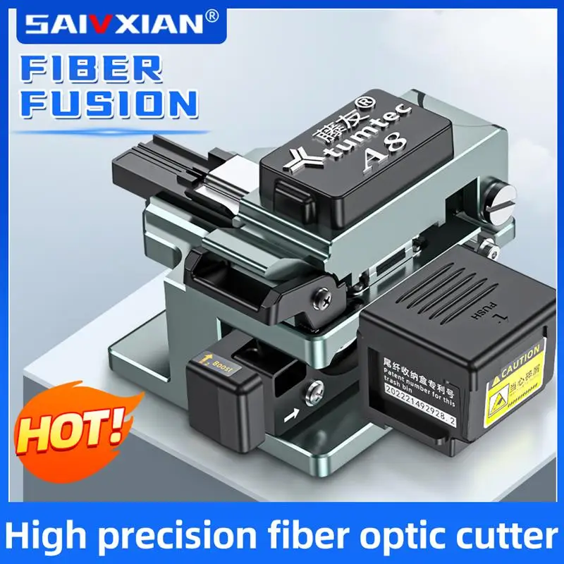 신제품! 스크랩 박스가 있는 고정밀 섬유 절단기, 광섬유 절단기, 50000 수명, A8 Tumtec 