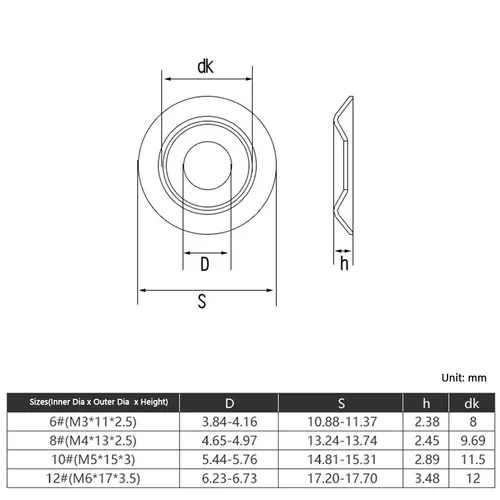Imagen 2 del producto Arandela cónica M3 M4 M5 M6 304 A2 tornillo avellanado de Metal de acero inoxidable junta convexa cóncava arandela decorativa cónica hueca