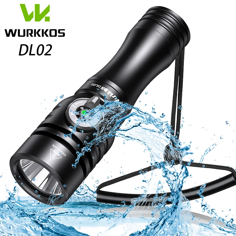 Wurkkos DL02 Professional Diving Flashlight SFT70 21700 Battery Work Light 3000LM Lamp Underwater Lantern with Rotary Magnetic